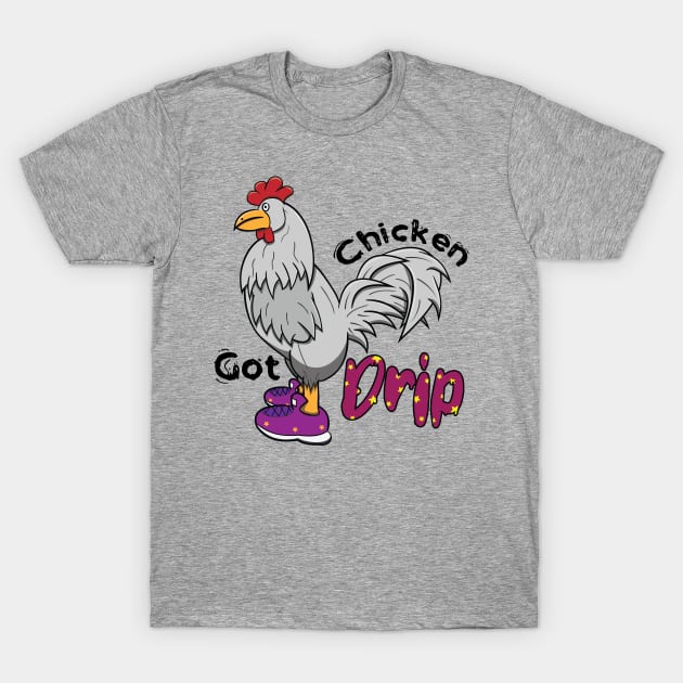 Chicken With Shoes White Purple DRIP T-Shirt by Dad n Son Designs